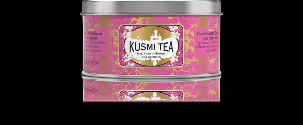 Kusmi Tea Earl Grey déthéiné aux agrumes Thé noir sans théine bio< Thé Noir