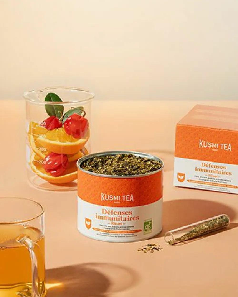 Kusmi Tea Rituel Défenses Immunitaires Thé vert, maté bio enrichis en vitamine C< Thé Vert