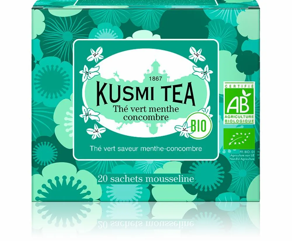 Kusmi Tea Thé vert menthe concombre Thé vert bio, menthe bio, concombre< Thé Vert