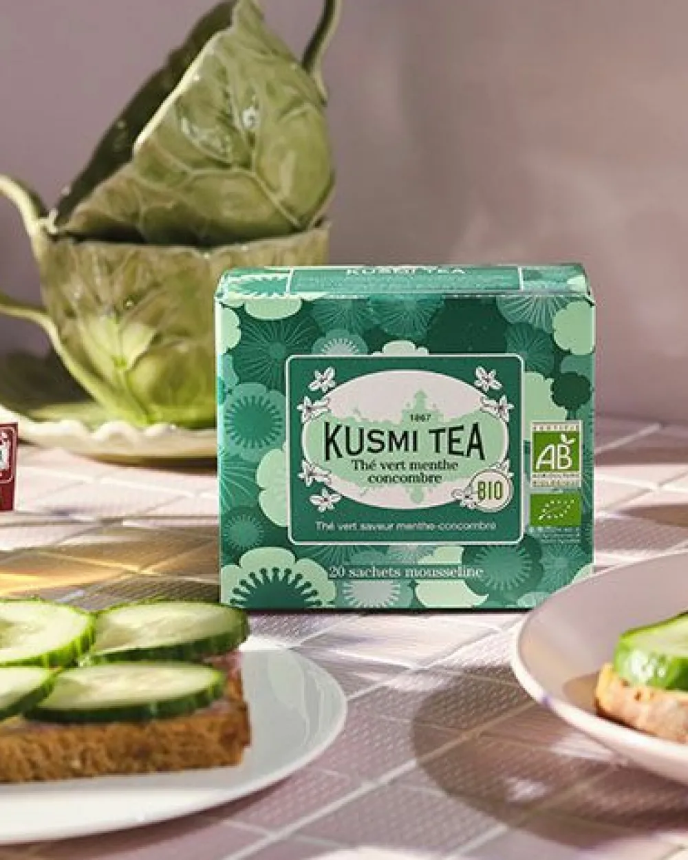 Kusmi Tea Thé vert menthe concombre Thé vert bio, menthe bio, concombre< Thé Vert