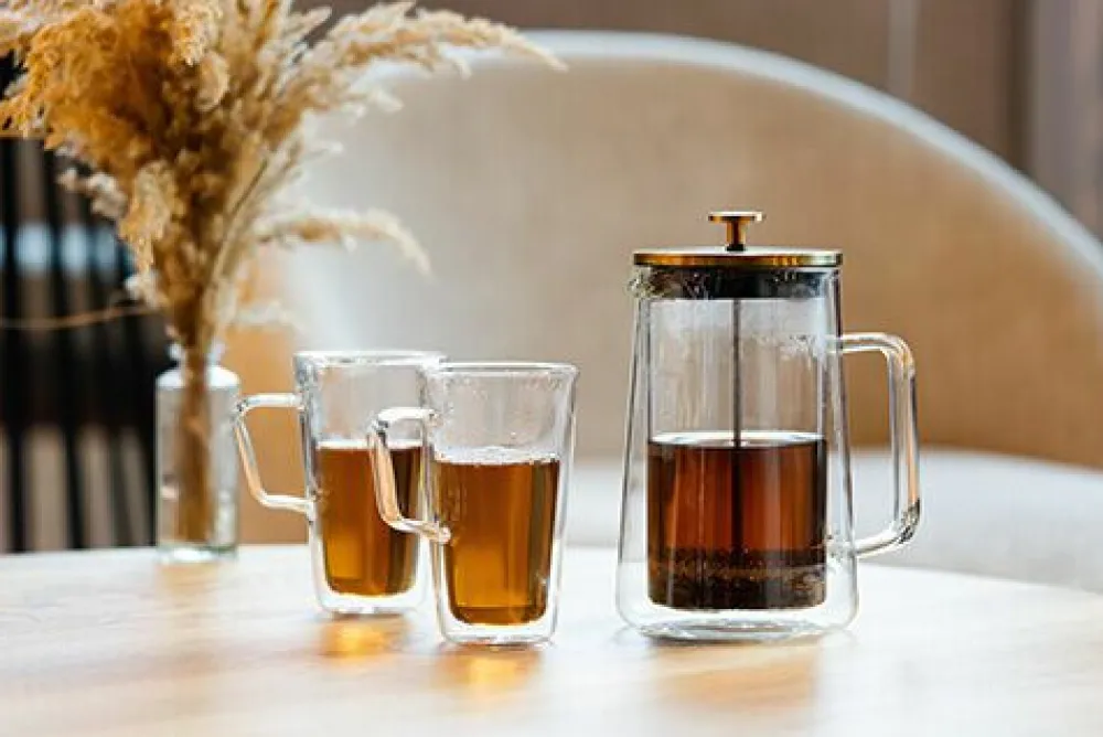 Kusmi Tea Théière à piston Diva 1L en verre double paroi Vialli Design< Theières