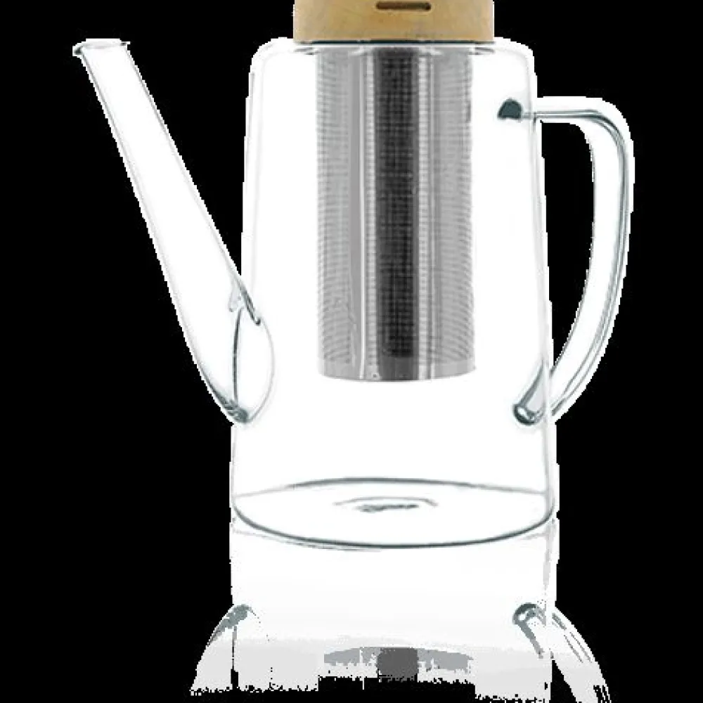 Kusmi Tea Théière en verre 1,2L avec filtre en inox et couvercle en bois OGO - Gustave< Theières