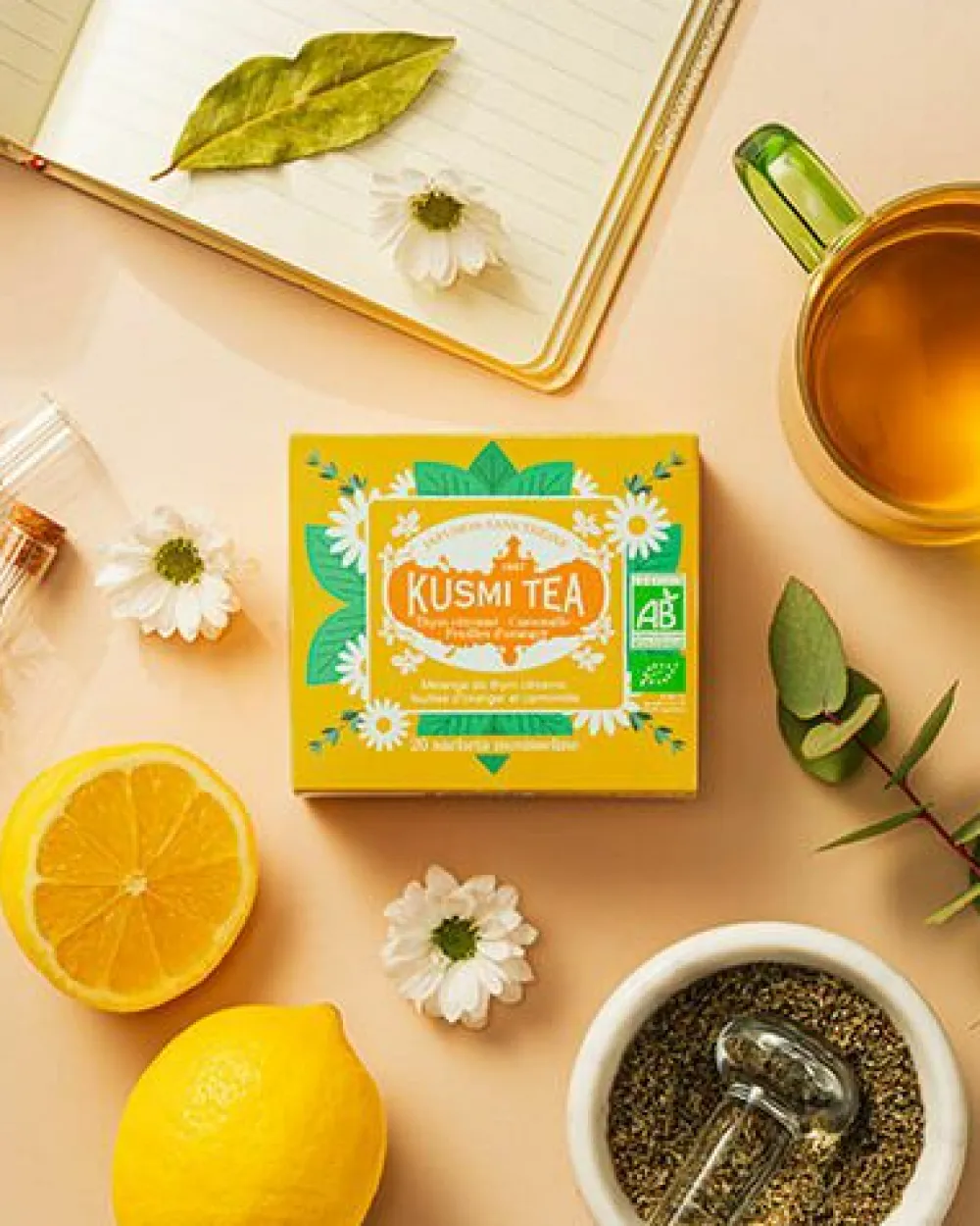 Kusmi Tea Thym citronné - Camomille - Feuilles d’oranger Tisane Camomille, Thym citronné BIO< Infusions Et Tisanes