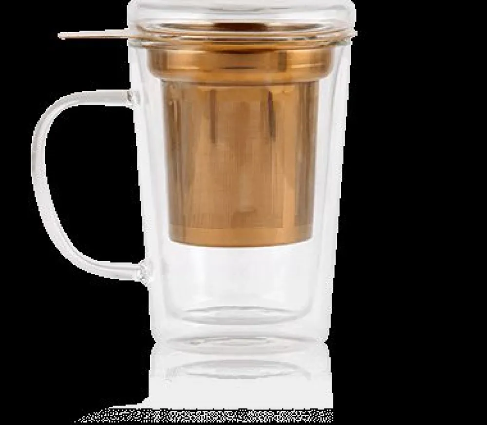 Kusmi Tea Tisanière Amo 30Cl en verre double paroi avec filtre Vialli Design - couvercle verre< Tasses Et Mugs