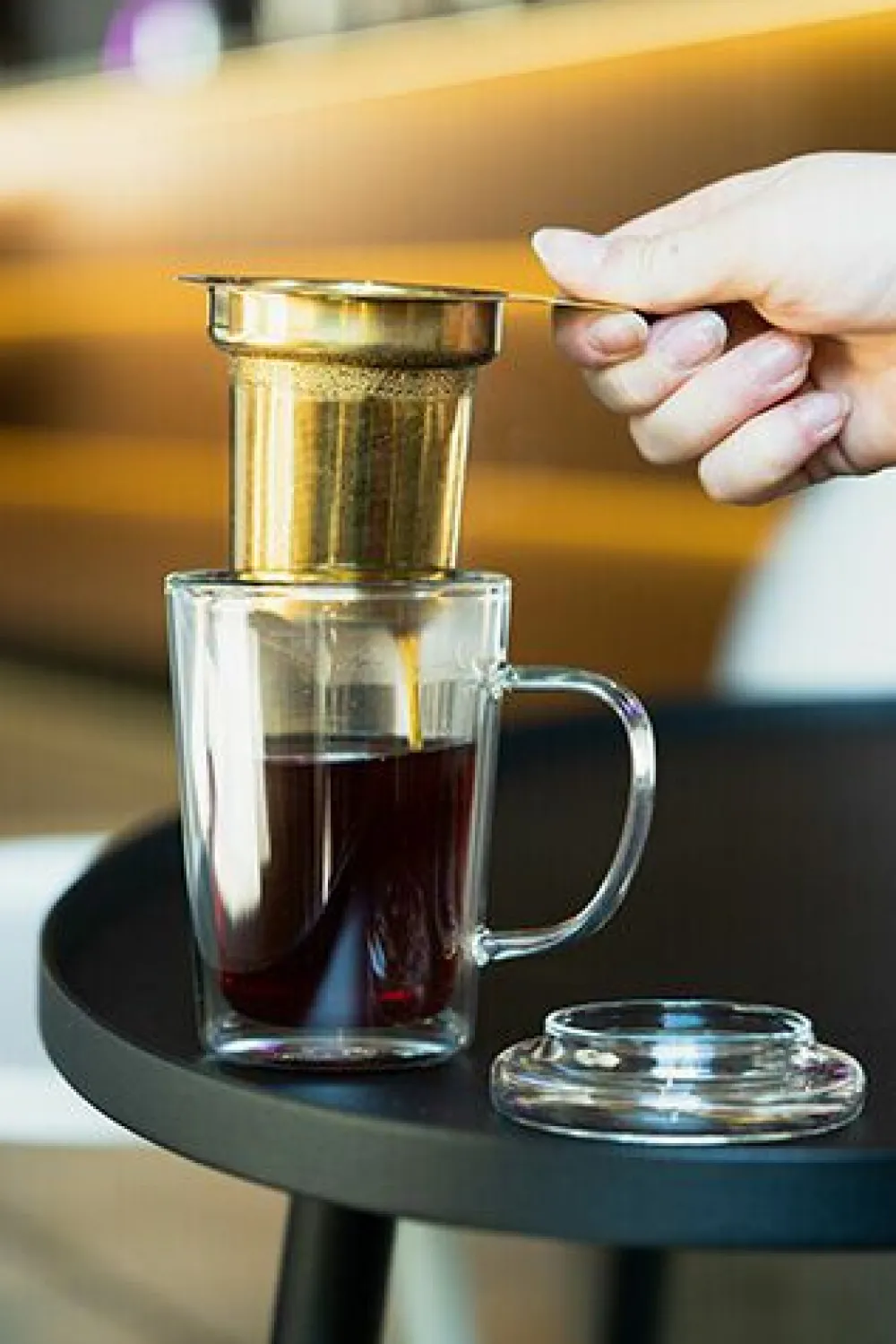 Kusmi Tea Tisanière Amo 30Cl en verre double paroi avec filtre Vialli Design - couvercle verre< Tasses Et Mugs