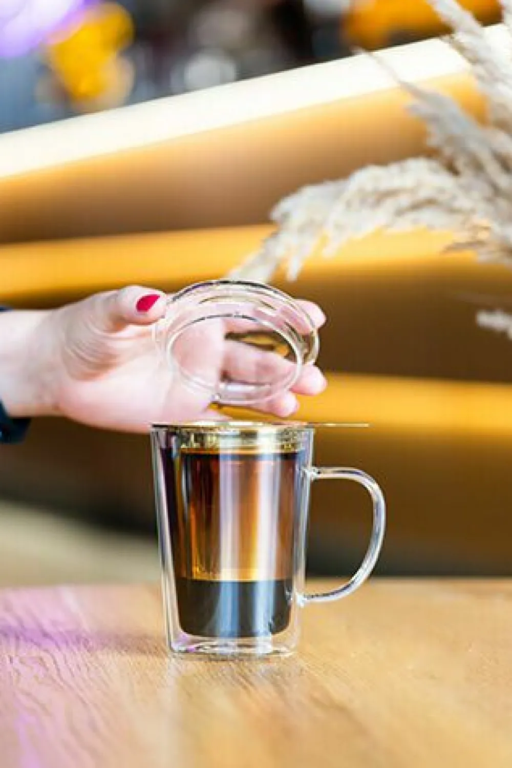 Kusmi Tea Tisanière Amo 30Cl en verre double paroi avec filtre Vialli Design - couvercle verre< Tasses Et Mugs