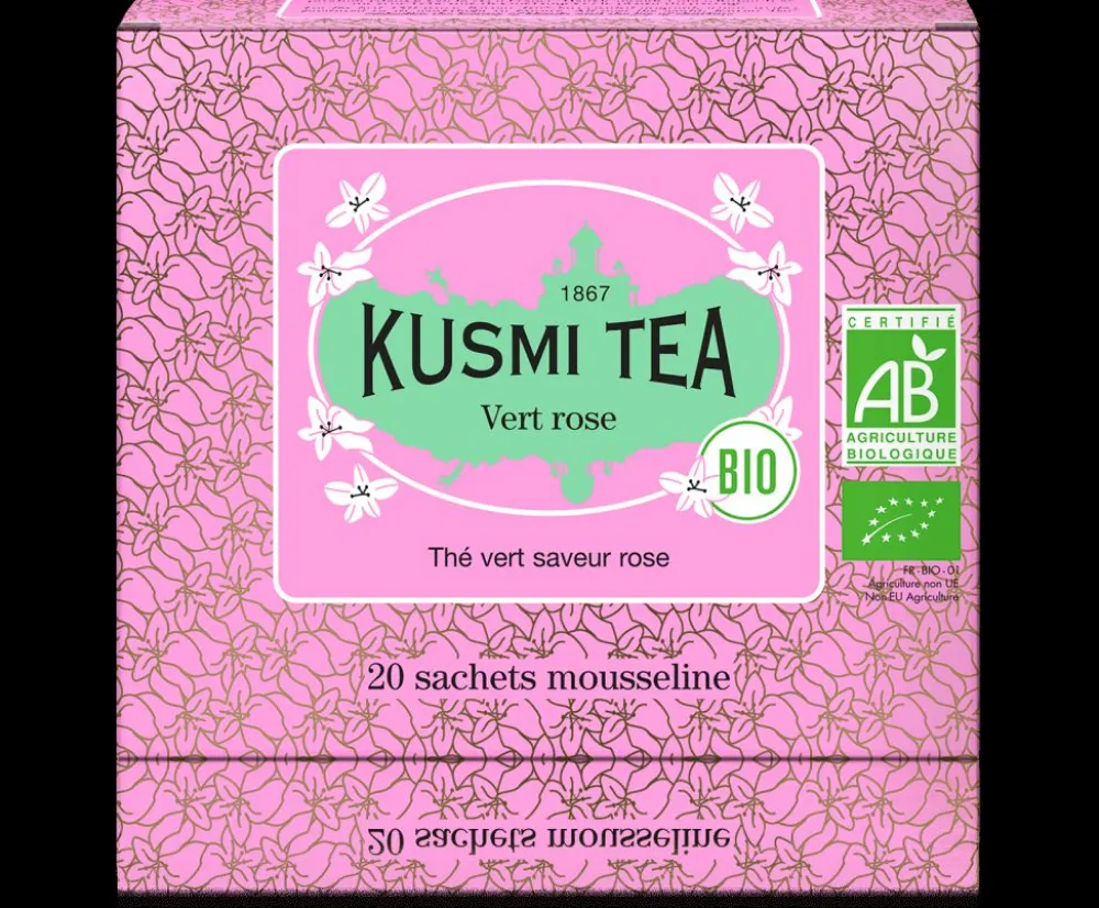 Kusmi Tea Vert rose Thé vert bio à la rose< Thé Vert
