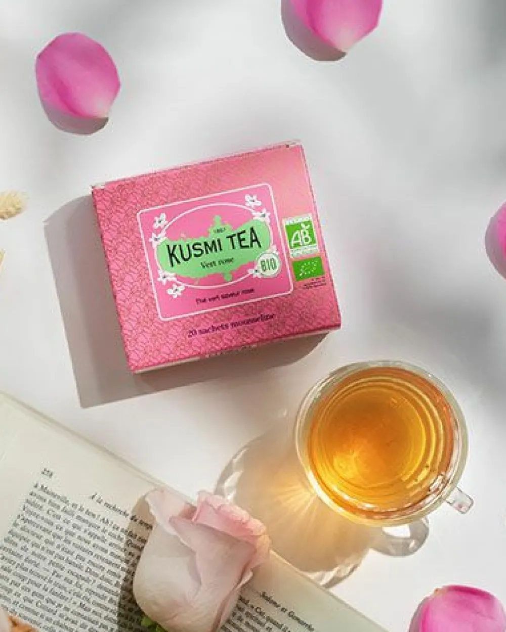 Kusmi Tea Vert rose Thé vert bio à la rose< Thé Vert